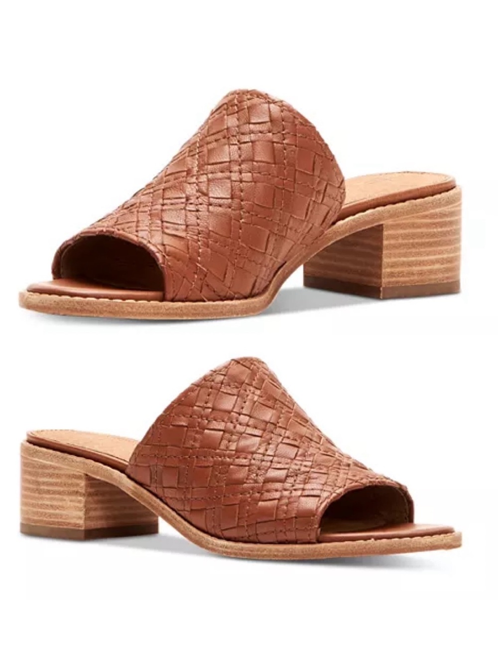 FRYE Cindy Woven Leather Block Heel Sandals in Brown, Women's 7.5